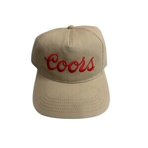 Coors Beer Logo Embroidered Khaki Snapback  American Needle Trucker Hat NWOT